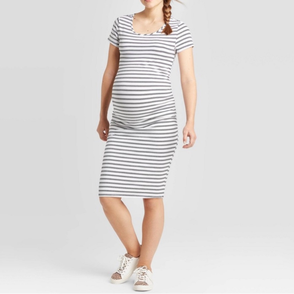 Isabel Maternity Striped Short Sleeve T-Shirt Dress